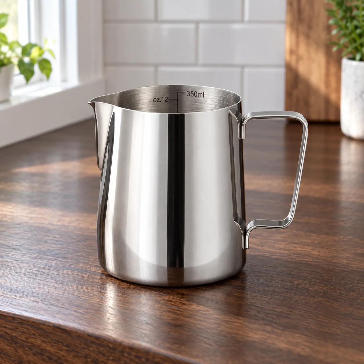 Milk Pouring Pitcher, Silver · 350 ml: complete selected product in a kitchen