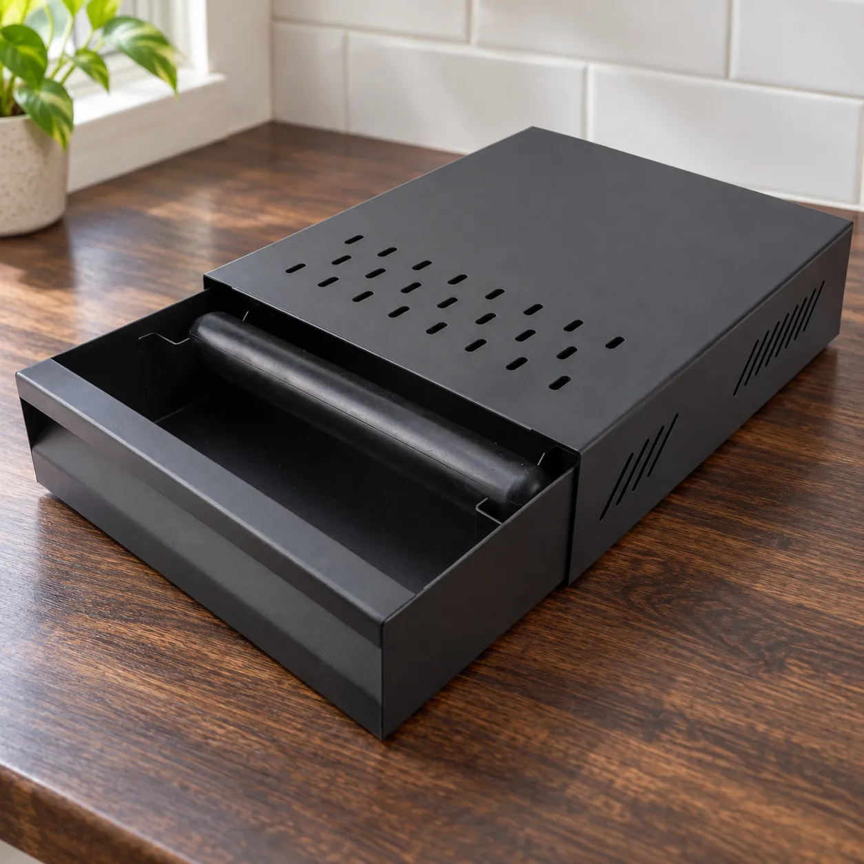 Espresso Knock Drawer, Black: complete selected product in a kitchen