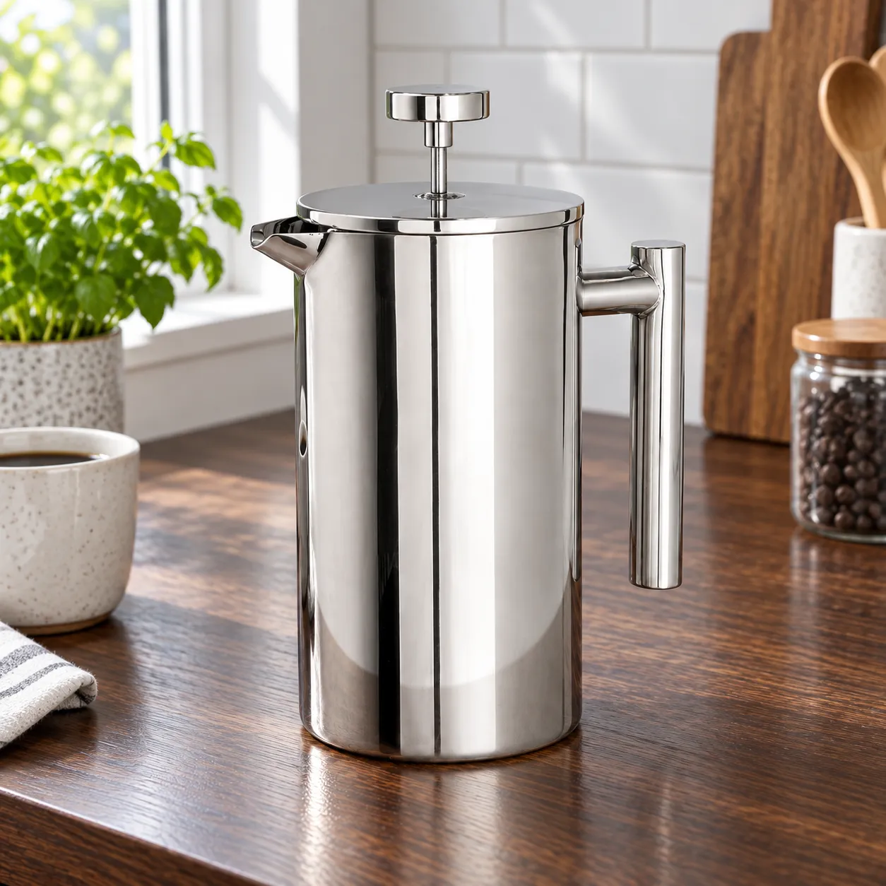 Steel French Press, Silver · 1 litre: alternate view of the selected item